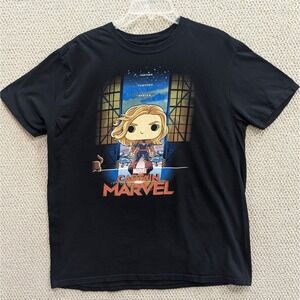 POP Tees!‎ CAPTAIN MARVEL T-Shirt Size Large Black Marvel Collector Funko POP